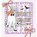 FDHSPAAM Coquette Bow Halloween Ghost Wall Art Decor, Preppy Halloween Decor, Spooky Season Cute Ghost Bats Spider Web Wall Art Posters for Girls Room Bedroom Dorm Apartment, 12x16 Inch (Ghost and Letters)