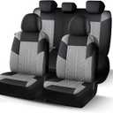 Seat Covers Premium Cloth, Washable Car Seat Covers, Airbag Compatible Car Seat Cover Full Sets,Breathable Automotive Comfort for Most Cars,Trucks,SUVs(Full Set,Black LightGray 815)