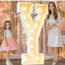 Pooqla 4 FT Marquee Light Up Letters, Marquee Letter Lights 4 Feet Tall, Giant Letter Sign Big Mosaic Letters for Balloons Birthday Party Anniversary Wedding Decorations, Warm White Letter Y