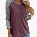 TICTICMIMI Women's Crewneck 3/4 Sleeve Tops Casual T Shirts Basic Summer Tees Loose Fit Pullover Tunic Blouse, Size:XXL