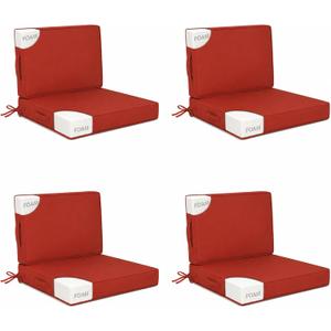 24x24 in Outdoor Foam Deep Seat Cushion Set of 4, Water-Resistant & Fade-Resistant Outdoor Chair Cushions, Replacement for Patio Furniture Deep Seat Sofa & Couch,Brick red
