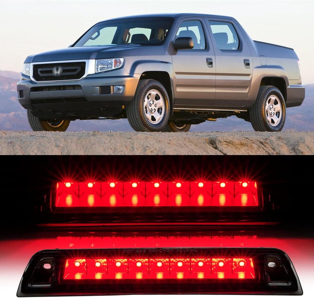 Cxdar Third 3rd Brake Light LED for 2006-2014 Honda Ridgeline, High Mount Rear Brake Lights Assembly for 06-14 Ridgeline, Waterproof Center Cab Lamp Stop Light (Black)