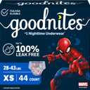 Goodnites Boys' Nighttime Bedwetting Underwear, Size Extra Small (28-43 lbs), 44 Ct (2 Packs of 22)