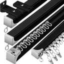 Curtain Track, (3Ft-18Ft) Flexible Curtain Track Ceiling Wall Mount Black Aluminum Curtain Rails System Room Divider Rv Heavy Duty Drop Sliding Ceiling Track Set for Window, 6 Pack