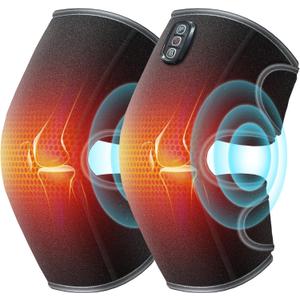 COMFIER Christmas Gifts for Dad, Men, Heated Knee Massager with Vibration, FSA Eligible HSA, Graphene Heating Knee Wrap with 5 Modes, Adjustable for Larger Legs, Home or Post-Workout Comfort (Midnight Black)