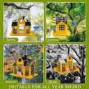 Solar Bird Feeders House for Outside Hanging, Metal Wild Bird Feeder for Outdoors Large Capacity Cardinal Birdfeeder Birdhouses Metal Bird Feeding Station Yellow