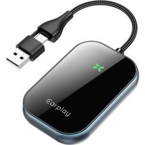 Wireless CarPlay Adapter for iPhone,Convert Wired to Wireless CarPlay Dongle, Plug & Play USB/Type-C Adapter for Cars,Seamless Control Adapter for iOS 10+Only Applicable to Cars with carplay System