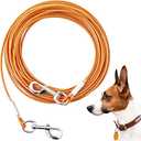 Tie Out Cable for Dogs,10/20/30/50/100FT Dog Leads for Yard Chew Proof,Heavy Duty Tie Out Cable for Large Dogs Up to 125lbs,Dog Runner Tether (Orange, 125Ibs 50ft)