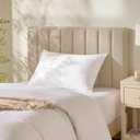 Hearth & Harbor Upholstered Twin Headboard - Easy Assemble Channel Stitched Headboard Twin Size - Wall Mounted Headboards with 3D Soundproof Wall Panels Peel & Stick Floating Headboards, Beige