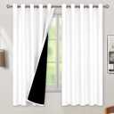 BGment Thermal Insulated 100% Blackout Curtains for Bedroom with Black Liner, Double Layer Full Room Darkening Noise Reducing Grommet Curtain (60 x 63 Inch, White, 2 Panels) (60"W x 63"L (Pack of 2))
