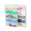 Swuj 10 Pack Clear Plastic Pencil Case Boxes - Narrow Stackable Storage Organizers with Snap Lids for Pens, Markers, Makeup Brushes, Art Supplies, Beads, Jewelry, School Office Use, Rectangular Narrow