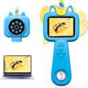 600X Handheld Microscope for Kids, 2.4'' Rechargeable Mini Pocket Digital Microscope Outdoor Toys, Portable Microscopes for Kids 4-8 8-12, Christmas Birthday Gifts for Boys Girls (Blue)