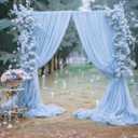 10ft x 10ft Baby Blue Backdrop Curtains, Wrinkle-Free Sheer Chiffon Fabric Photo Backdrop Draping Fabric for Wedding Arch Baby Shower Gender Reveal Photography Decorations (5ft x 10ft, 2 Panels)
