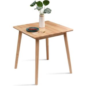 OGMILL 27.6" Small Square Dining Table for 2, Space-Saving Natural Kitchen Dinner Table Rustic Wood Mid Century Modern Table with Solid Wood Leg for Small Spaces