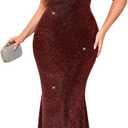 ZOMVA Plus Size One Shoulder Formal Evening Gowns Sparkly Mermaid Maxi Dress for Wedding Guest Cocktail Evening Party (XXXL)