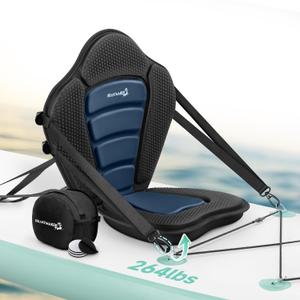 Thickened Kayak Seat, Paddle Seat with 3 Color Extra-Thick Cushion, High-Back Support, Secure Fit, Large Splash-Resistant Storage Bag, 120 kg Load Capacity, Blue