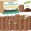 ZeeDix 200pcs(30mm) Coco Coir Pellets Potting Soil Indoor Plants, Compressed Coconut Coir Soil Pellets Seed Starting Pellets Discs for Planting Flowers Bonsai Herbs Plants and Vegetables