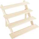 NBEADS 4-Tier Wooden Display Stand Riser, 12-Slot Earring Ring Holder Detachable Unfinished Wood Retail Jewelry Card Display Stand with Groove for Crafts Jewelry Storage Display, 15x15.7x12.6