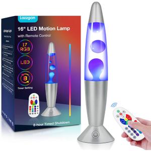 17 Color Changing LED Liquid Motion Lamp: 16 inches Night Lights with Remote Control, Home Decoration Mood Lighting, Christmas Gifts Table Lamp for Adults and Kids Bedroom,White Wax