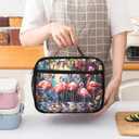 2 x Flamingos Insulated Lunch Box Reusable Lunch Bag Women Men Cooler Tote Bag For Kids Boys Girls Work Picnic School Office