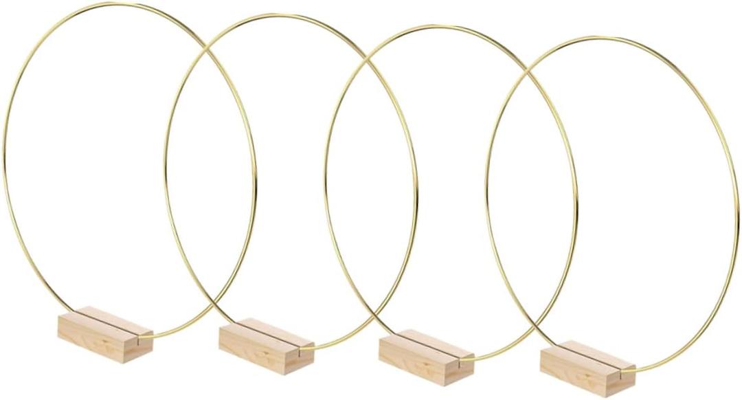 4 Sets 30Cm Metal Floral Hoops with Bases for DIY Dream Catcher Elegant Table Centerpiece and Decor for Weddings and Home