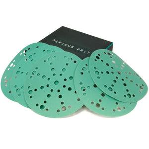 6-Inch Abrasive Sanding Discs 25 Pack 100 Grit Sandpaper, 49-Hole Hook and Loop Film Backing Sanding Discs Compatible with Festool Sanders