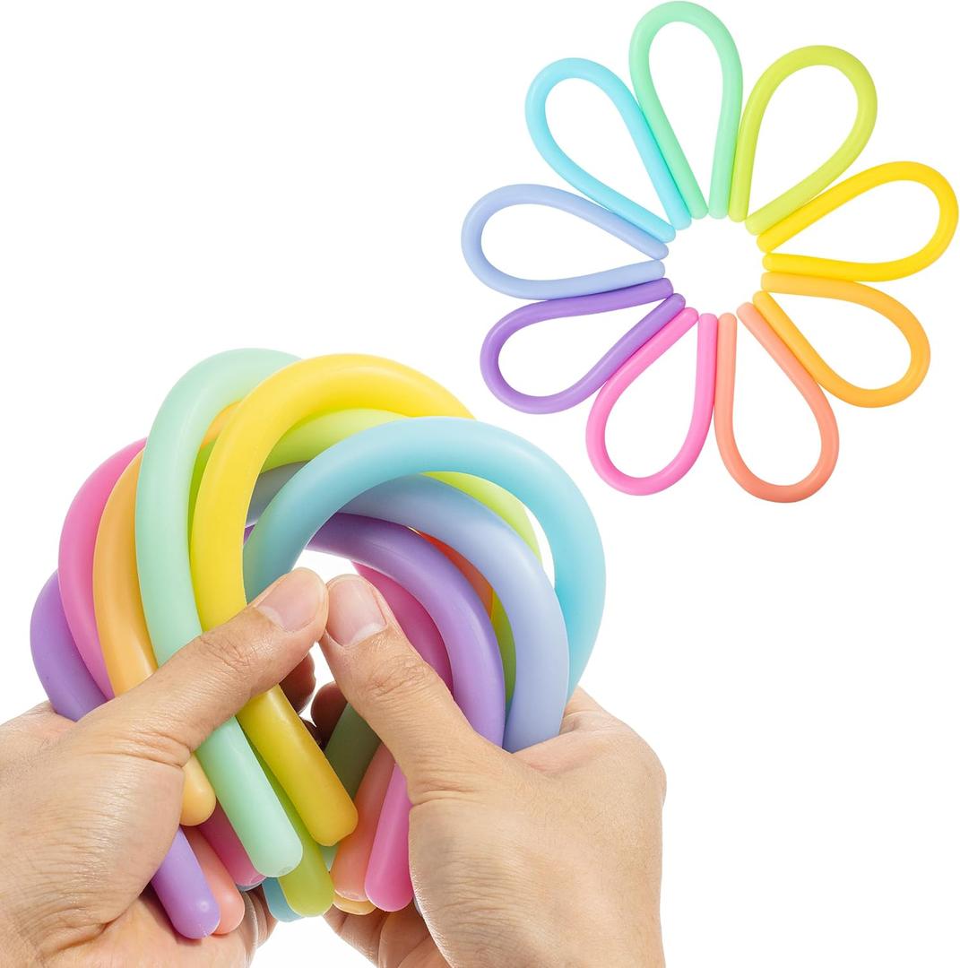 Mr. Pen Monkey Noodles Fidget Toy, 9 Pack, Marshmallow Playground Color Theme, Colorful NonToxic Silicone, Stretchy Fidget Toy, Monkey String, Stretchy Sensory Strings