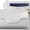 nuoku Passport Holder, RFID Blocking Passport Wallet with Zipper 2 Straps, Travel Document Organizer for Family (Silver)