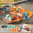 Puzzle Racer Kids Car Track Set, 4-Tier Race Tracks for Kids Ages 3-5 with 3 Cars, Traffic Parts, Trucks for Toddlers 2-4 Years, Floor Puzzle Tracks Car Gift for Boys Girls 3 4 5 Year Old