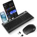 Wireless Keyboard and Mouse Combo, Full Size Ergonomic Keyboard with Wrist Rest and Phone Holder 2.4G USB & Type-C Quiet Keyboard Silent Mouse for Computer Laptop Windows Mac iOS