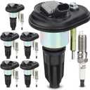 UF303 Ignition Coil & 5019 Double Iridium Spark Plug for Chevy Colorado Trailblazer,GMC Canyon Envoy,Buick Rainier,Hummer H3,Isuzu Ascender I-280 I-290 I-350 I-370,Saab 9-7X Replace# C1395 (Set of 6)