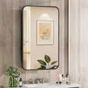 ACEMIRO 16x24 Inch Black Mirror Medicine Cabinet Metal Framed Recessed Wall Mounted Bathroom Medicine Cabinet with Mirror and Storage