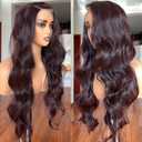 13x4 Lace Front Wig Dark Burgundy Body Wave 28 Inch Pre Plucked with Baby Hair Deep 99J Lace Frontal Wigs Melted Lace Hairline Dark Wine Maroon Tiny Knots Long Wavy Synthetic Lace Wig