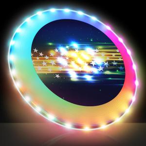 Flying Disc Glow in The Dark - Double LED Halos - Flying Disc with 39 LEDs+7 Lighting Modes Changeable - Waterproof Flying Disc Rechargeable - Outdoor Games in Camp Evening Party