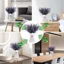 4-in-1 Scented Faux Lavender Vase Set - 4 Purple Artificial Flower Stems, Plastic Hollow Out Vase, Odor Absorbing Nano Mineral Crystal Beads, Lavender Scent Granules for Home Decor Air Refresh