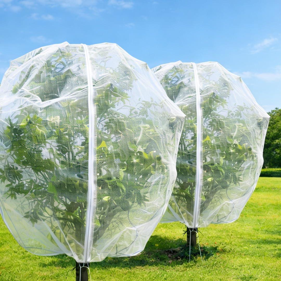 2 Pack 13x13ft Extra Large Fruit Tree Netting with Double Zipper & Double Drawstring, Heavy Duty Bird Netting for Fruit Trees, Reusable Tree Nets to Protect from Birds, Squirrels, Deer
