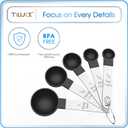 TILUCK Measuring Cups & Spoons Set, Stackable Cups and Spoons, Nesting Measure Cups with Stainless Steel Handle, Kitchen Gadgets for Cooking & Baking (Black) (5+5)