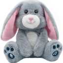 YH YUHUNG Easter Bunny Interactive Talking Plush Toy, Voice Repeat & Record, 10 Songs with Flapping Ears, Volume Control, Animated Stuffed Rabbit Easter Basket Gift for Toddlers Kids, Soft Gray
