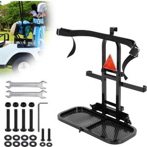 Universal Golf Cart Rear Seat Bag Holder Upgraded Foldable No-Drill Golf Cart Bag Holder for EZGO Club Car Yamaha Fit for 8" and 24.5" Wide Rear Armrests Foldable Golf Cart Bag Holders Bracket