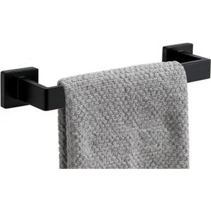 12 Inch Bathroom Towel Bar SUS304 Stainless Steel Matte Black Towel Holder Wall Mounted Heavy Duty Towel Rack Bathroom Towel Rod Modern Square Base Design(1, Matte Black, 12 Inch)
