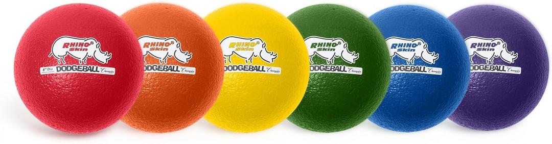 Champion Sports Rhino Skin Low Bounce Dodgeball Sets & Singles for Playground, PE, Backyard & League Games Team Sports Equipment for Youth & Adults, 6 Inch - Set of 6 Balls