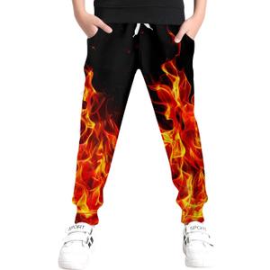 UNICOMIDEA 6-16T Boys Pants Girls Funny Joggers Sports Sweatpants with Drawstring (Black)