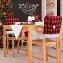 CCINEE 6pcs Christmas Chair Back Cover, Black and Red Grid Chair Slipcovers Hat Buffalo Plaid Christmas Back Covers Christmas Dining Chair Protector Elastic for Dining Room Xmas Party Table Decor