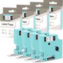 4 Pack Tapes Compatible with DYMO D1 Label Tape 45010 S0720500 Replace for DYMO Label Maker Refills, 1/2Inch x 23Ft, Black on Clear, for Dymo LabelManager 160 210D 280 360D LM1600 D1600 Labeler