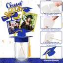 Vesici 4 Sets Blue 2026 Graduation Table Decorations Mason Jar Graduation Decoration 4 Mason Jars with Grad Cap 24 Glitter Class of 2026 Congrat Grad Decor with Stick for College High School Party