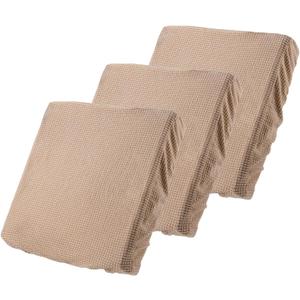 uxcell 3 Pcs Couch Cushion Cover, 20"x20" Polyester Stretch Sofa Cushion Cover Magic Sofa Covers Washable, Non-Slip Covers with Elastic Bottom for Sofa Seat for Home, Light Brown