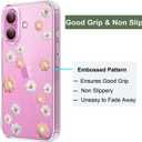 Unov Case for iPhone 16 Case Clear with Design Embossed Flower Pattern Soft TPU Bumper Slim Protective 6.1 Inch (Daisy Blooms)