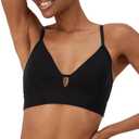 Hanes Women's Originals Supersoft Triangle Bralette, Viscose from Bamboo Longline Bralette (Black, L)