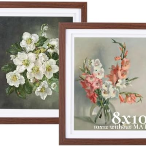 Inweder 8x10 Picture Frame for Wall: Double Floating Mat  Rustic Brown Picture Frames for Tabletop, 8 x 10 Photo Frames Horizontal or Vertical, Pack of 2