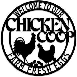 MeMate Chicken Coop Signs Outdoor Decors, Hen House Sign for Farmhouse Decoration, 18 inches Metal Sign for Coop, Chicken Metal Sign, Farm Sign Housewarming Gifts for Family Friends, Farmhouse Decor